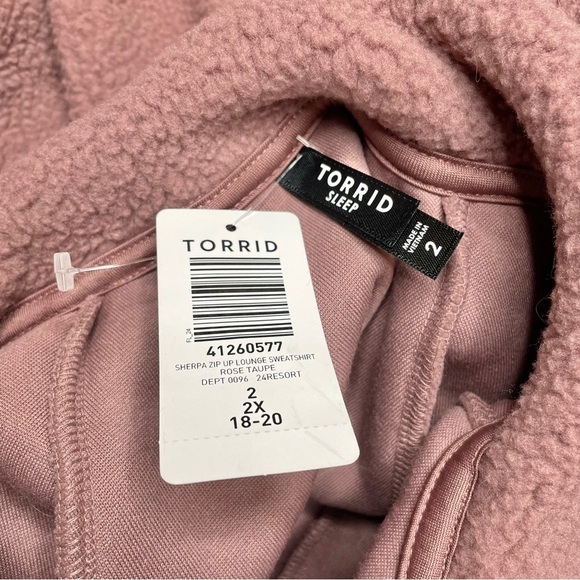 Torrid Sherpa Zip Up Lounge Sweatshirt Jacket in Rose Taupe Plus Size 2X NWT - Picture 5 of 9